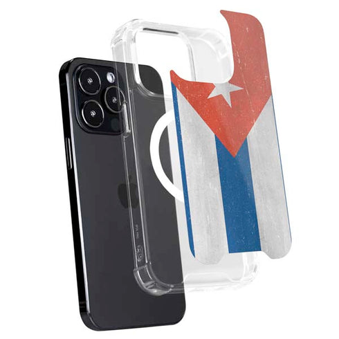 Cuban Flag Distressed iPhone 15 Pro MagSafe Case